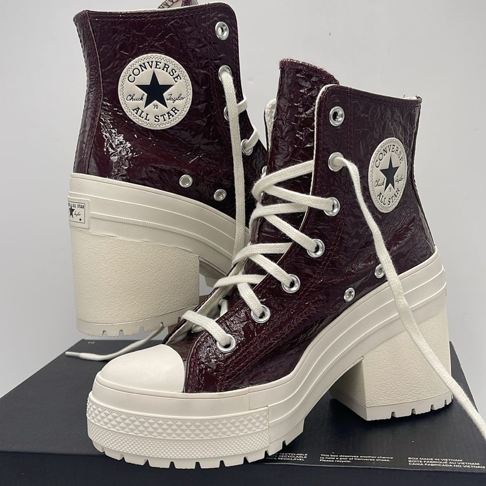 Converse WMNS High-Top Heeled Platform Sneakers CHUCK 70 DE LUXE HEEL HI BOOTS - Picture 10 of 16